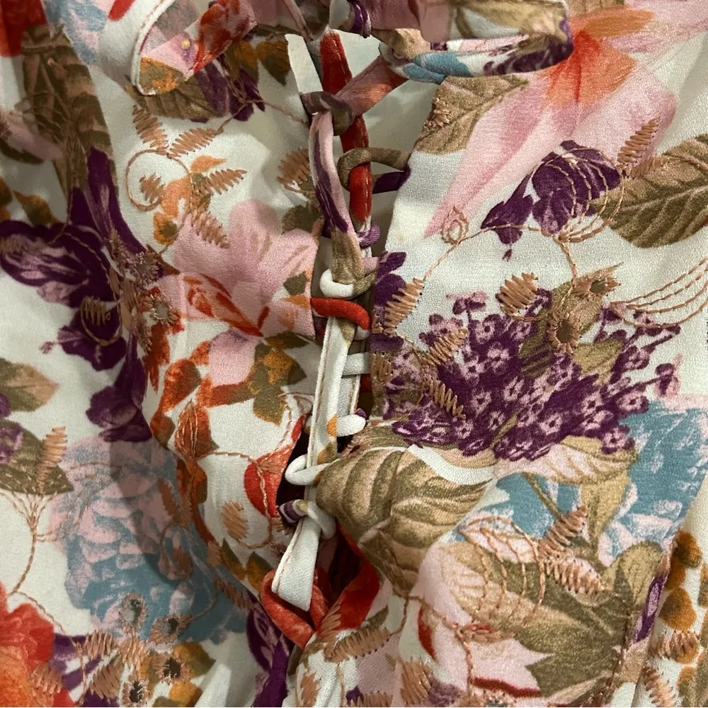 Georgette Eyelet Smocked Waist Puff Sleeve Top - 2X - Image 6