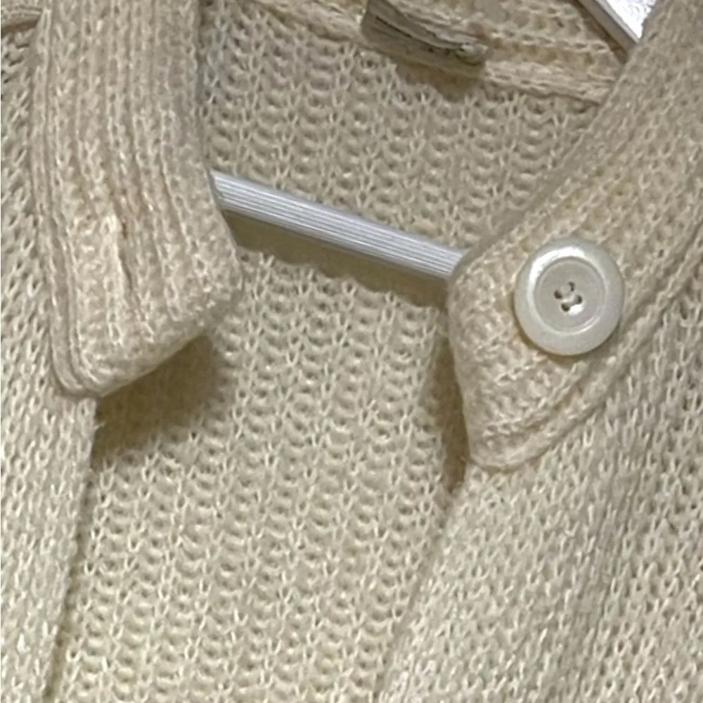 Vintage Cream Cardigan Large One Button Closure - Image 3