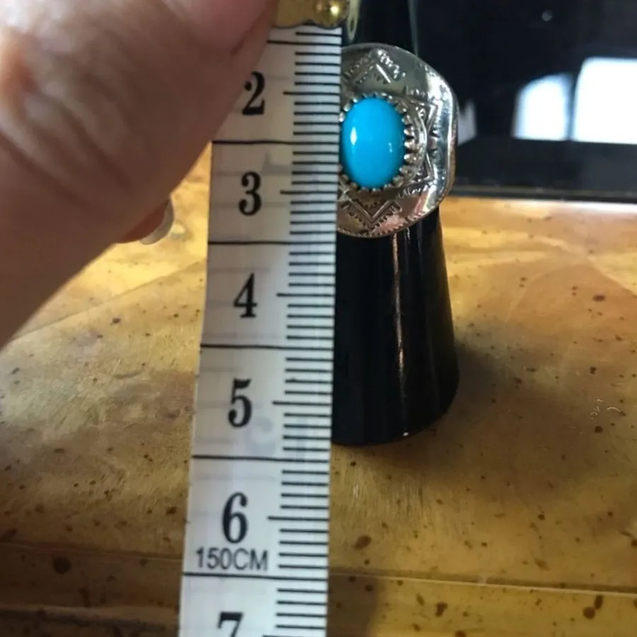 Sleeping Beauty Turquoise Sterling Silver Cowgirl Ring Size 5 Blue - Image 5