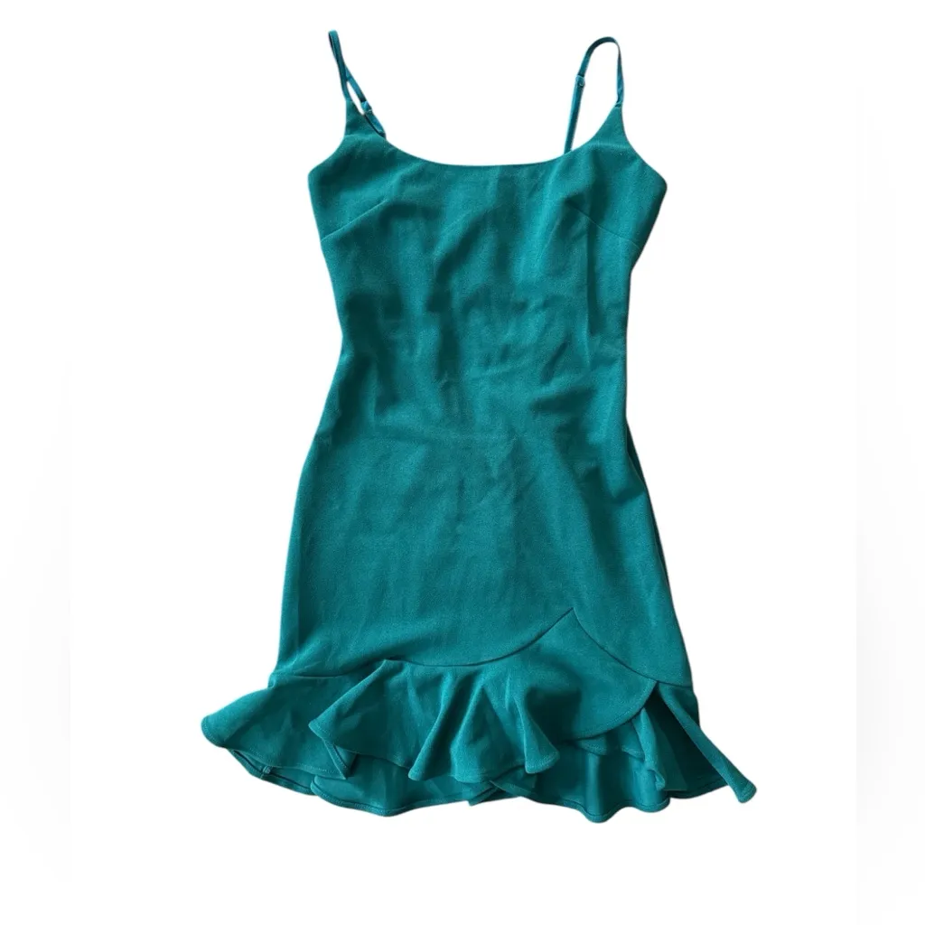 NWT hello Molly Velvet Roses Forest Green Mini Dress Ruffle Hem Size 2 US New‎ - Image 3