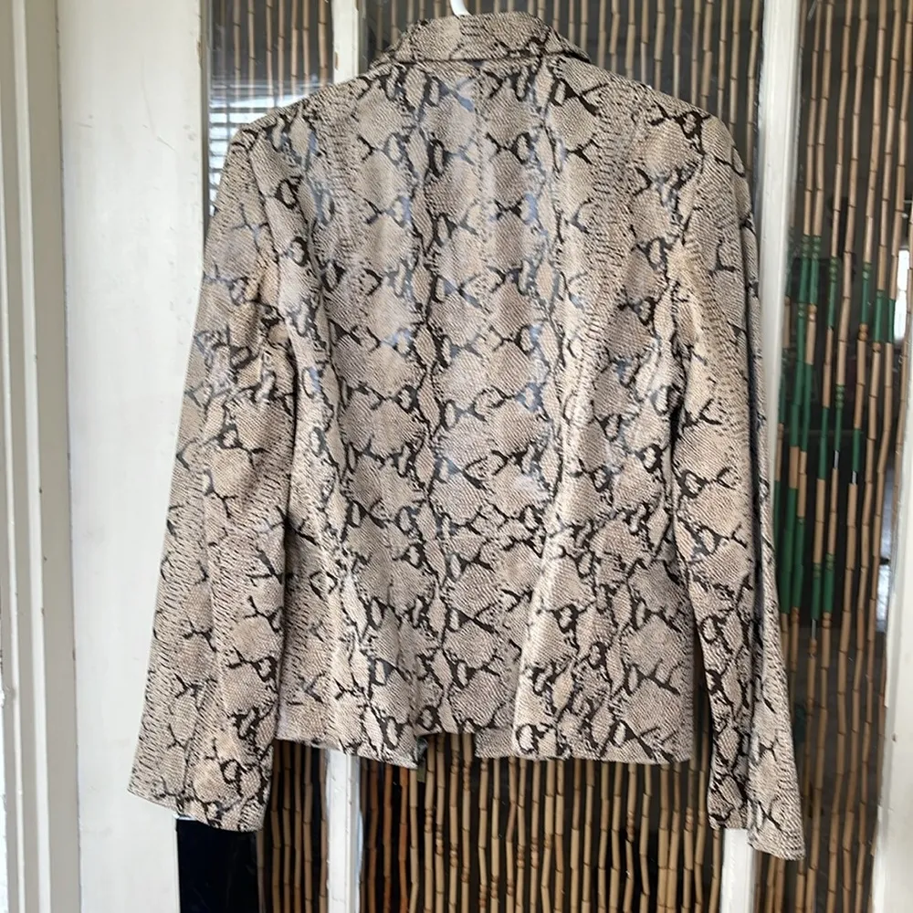 Pamela McCoy Couture Women's Jacket Size 2XL Brown Leather Reptile Snake… Size M - Image 7