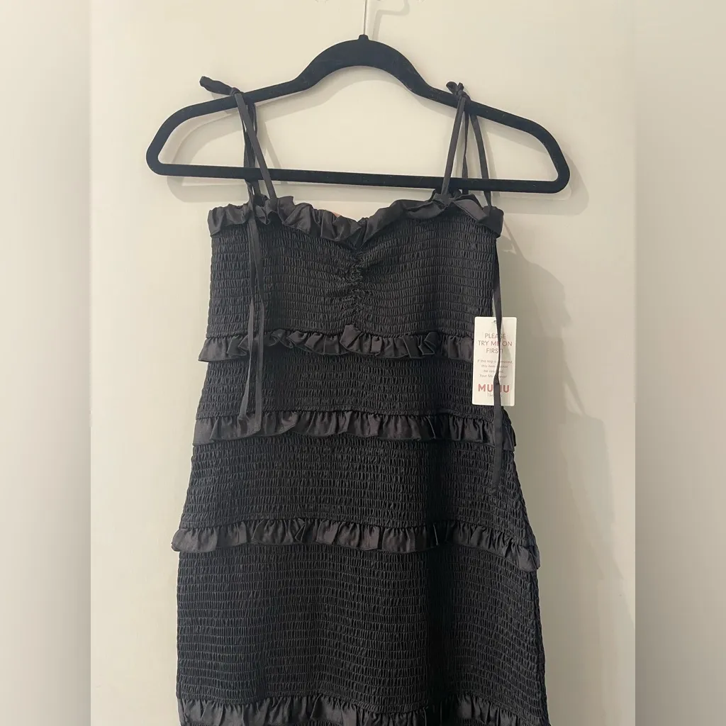 NWT Show Me Your Mumu Stella Smocked Black Midi Dress size Medium M - Image 5