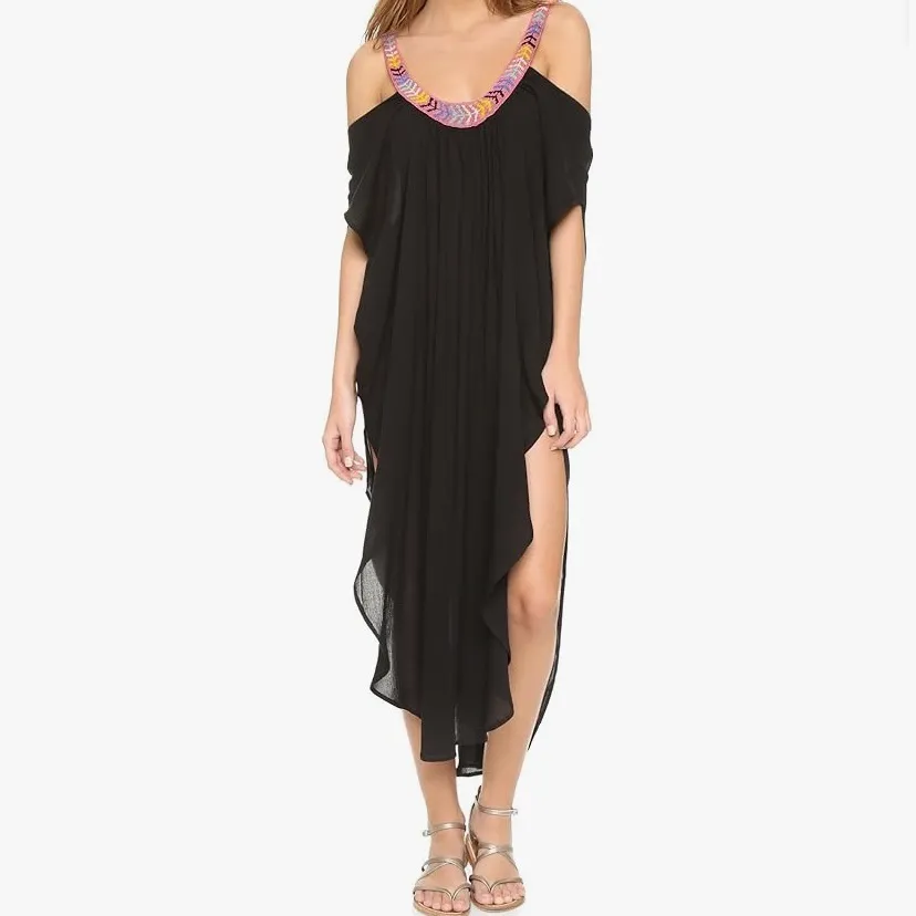 Mara Hoffman xs small new coverup beach Multicolor Beaded Swim dress black pink - Image 9