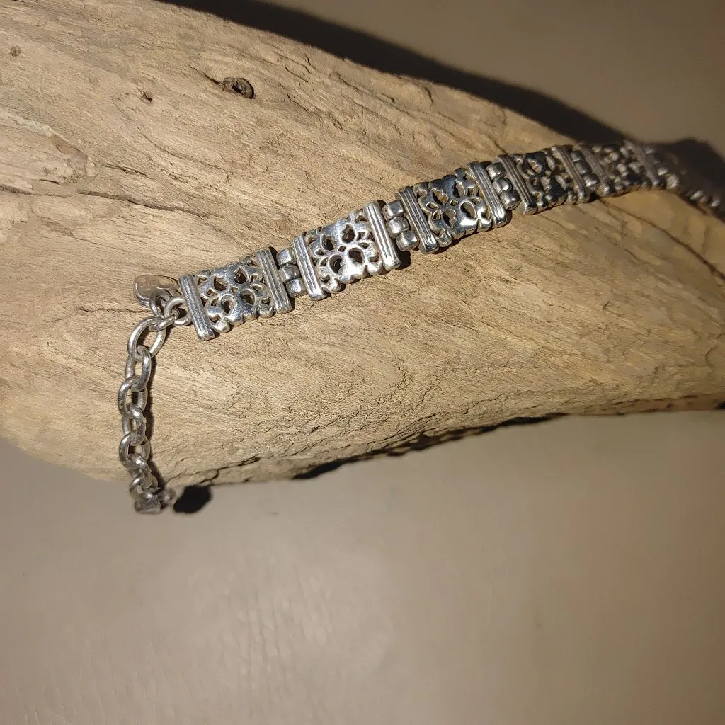 Brighton Bracelet Filigree Rectangular Link Silver Tone Heart Chain Extension - Image 4