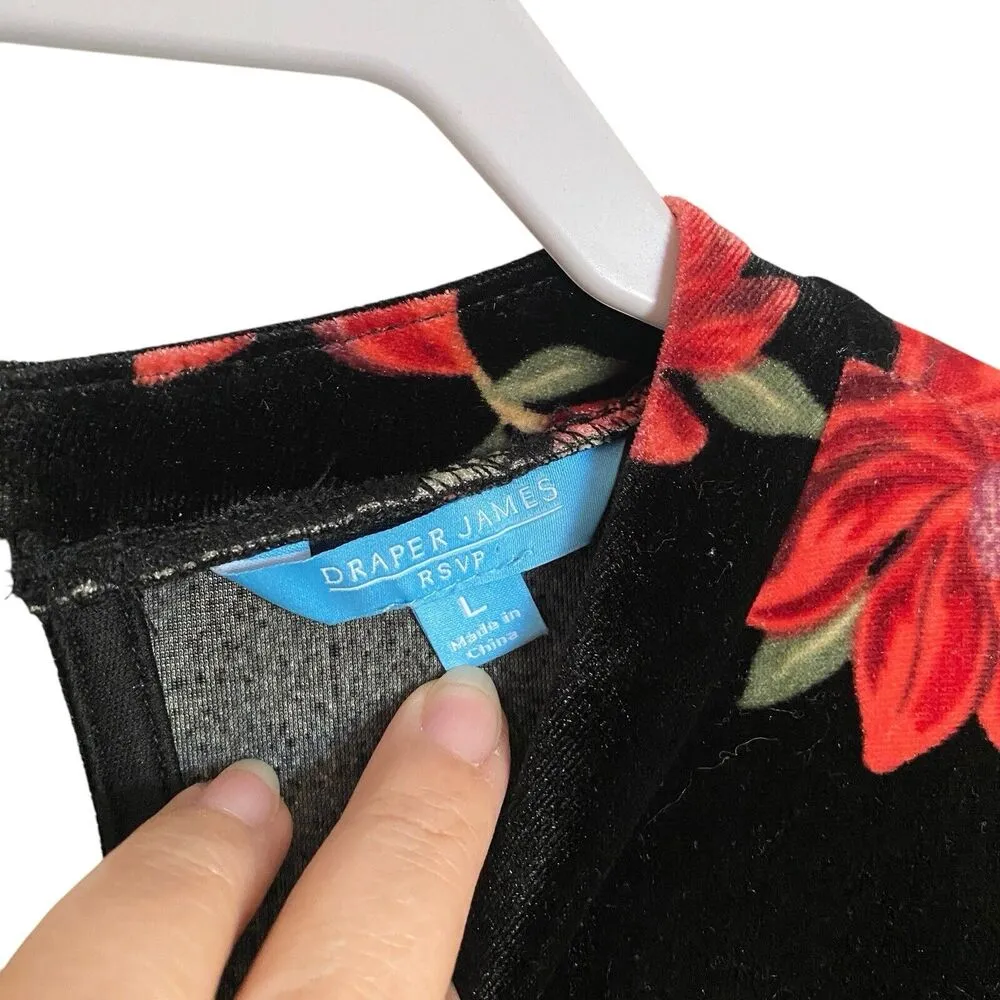 Draper James RSVP Womens Large Puffed Sleeve Floral Printed Velvet Dress Pockets - Image 5