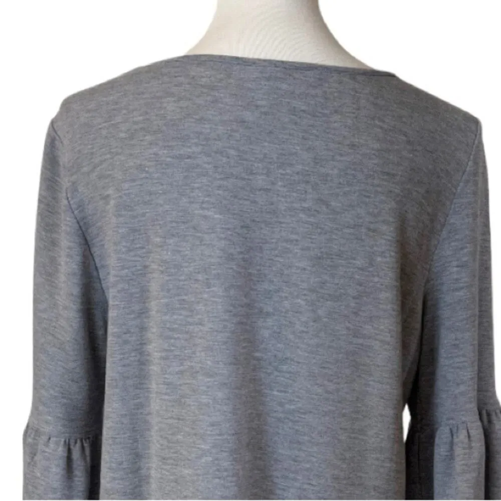 Adrianna Papell Top Ruffle 3/4 Sleeves Soft Knit Hi Low Hem Gray Women’s Size M - Image 8