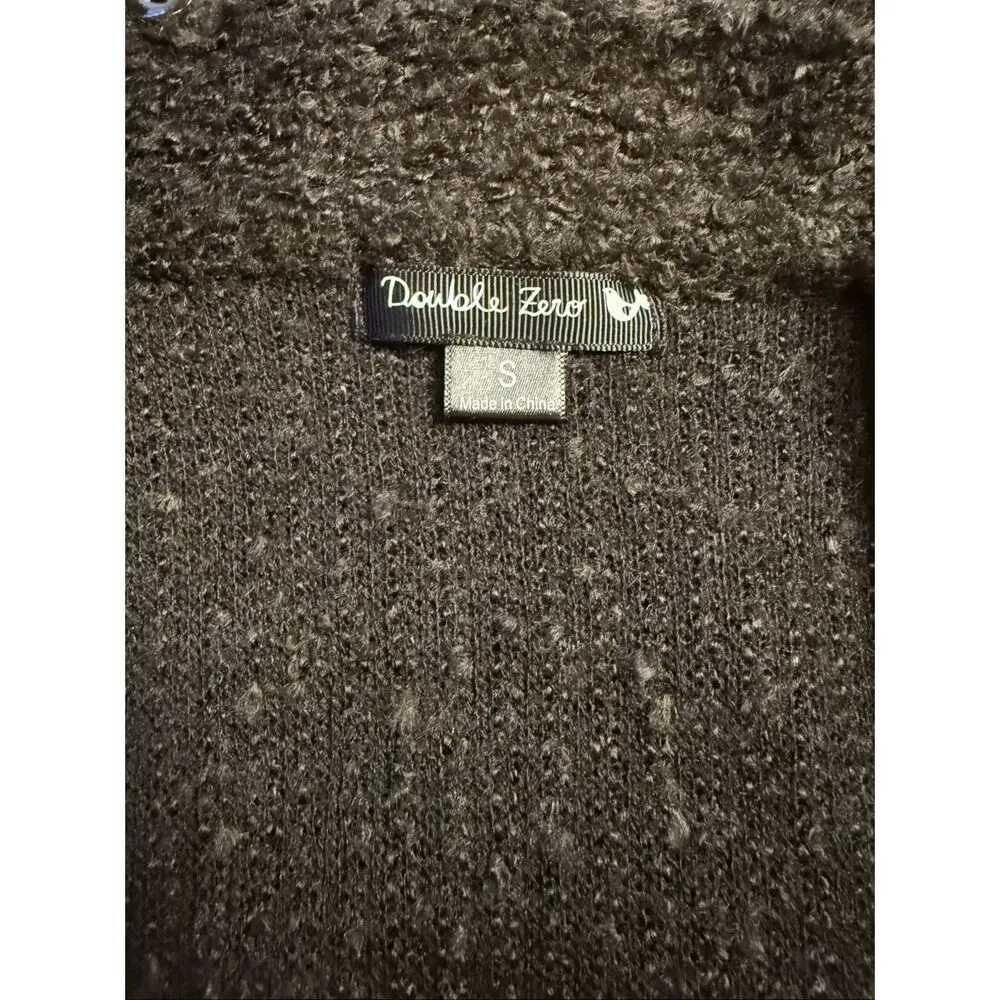 Double Zero Fuzzy Knit One Button Cardigan Sweater Black Size Small - Image 4