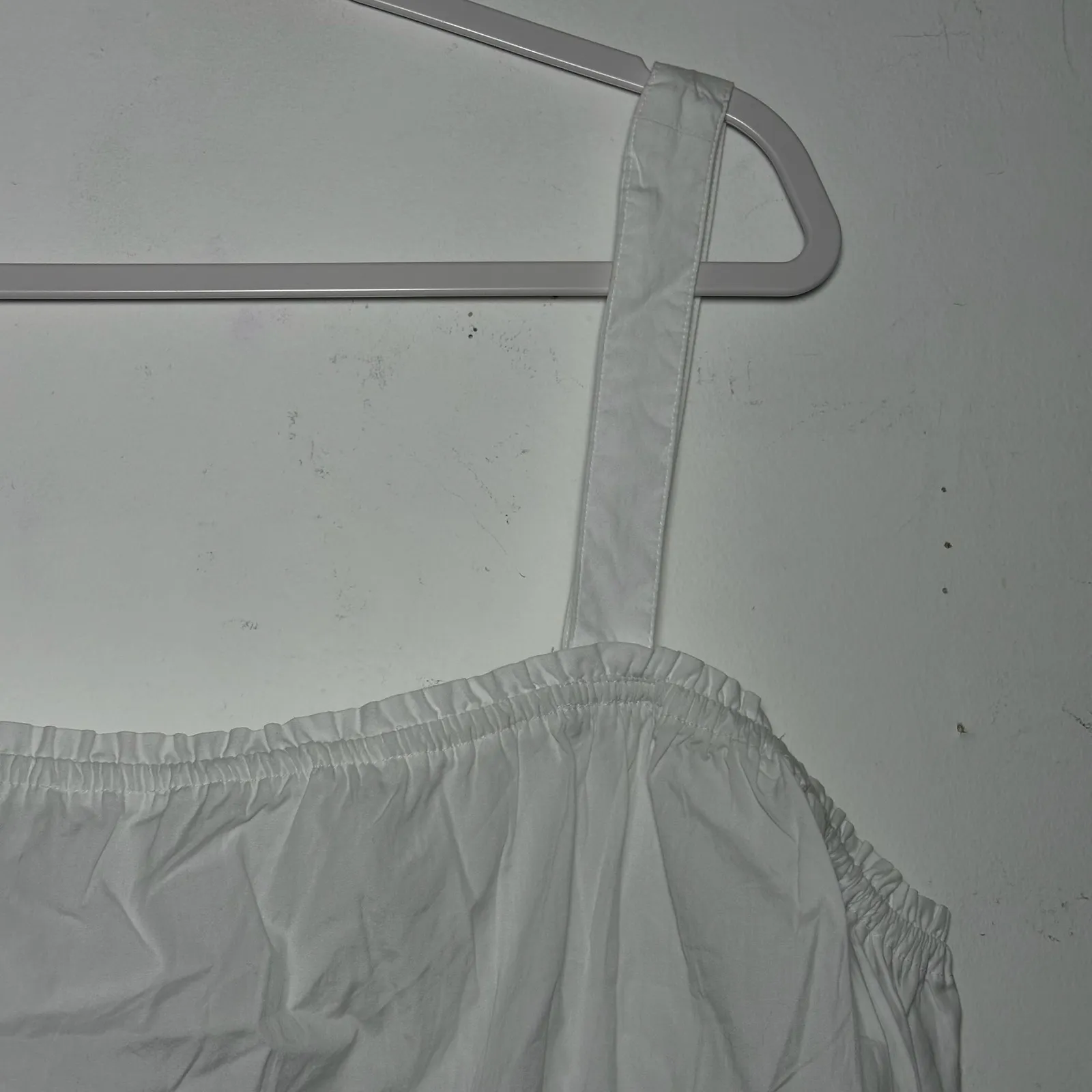 Madewell White Cotton Square Neck Smocked Boho Peplum Tank Top Women's XXL - Image 12