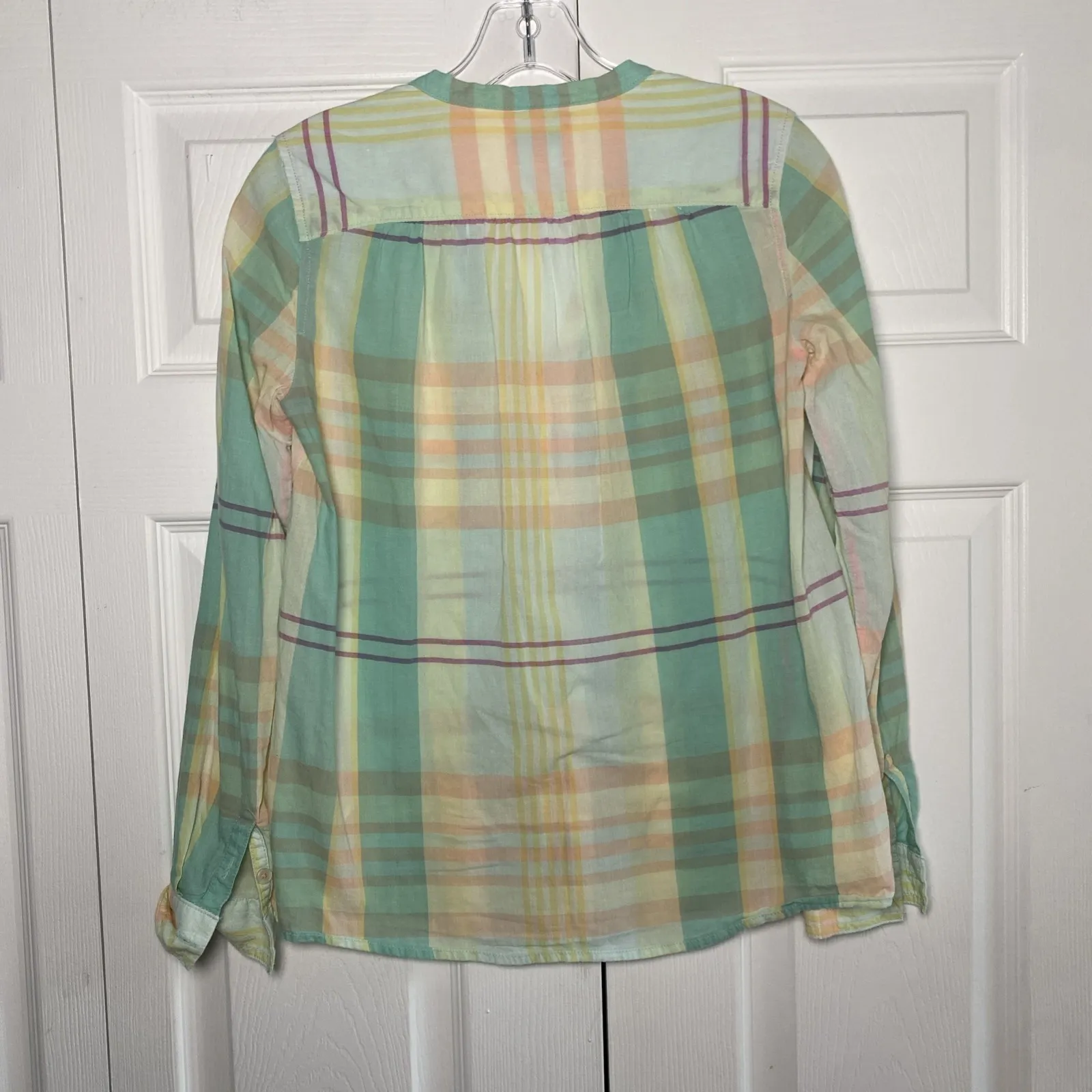 Holding Horses Womens 0 Anthropologie Blue Plaid Cotton Tunic Top Oversized - Image 4