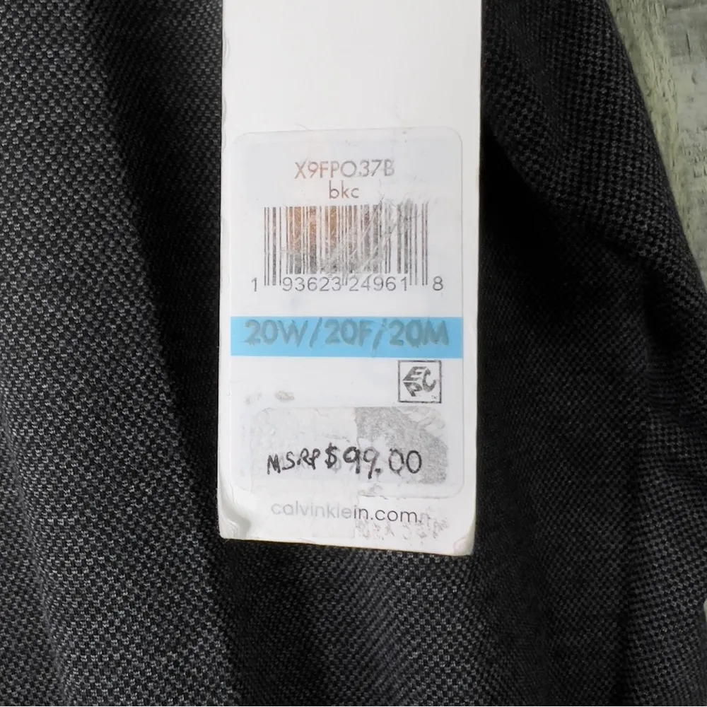 Calvin Klein Size 20W Black Dress Faux Leather Waist Slim Gray Leg Pants Pockets - Image 8