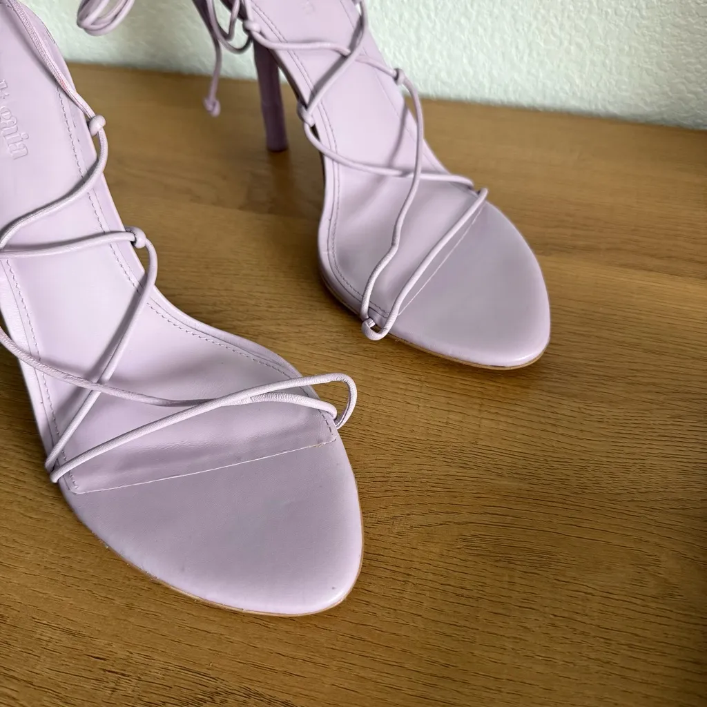 NEW Cult Gaia Soleil Ankle Tie Leather Sandals in Lavender 41 11 - Image 3