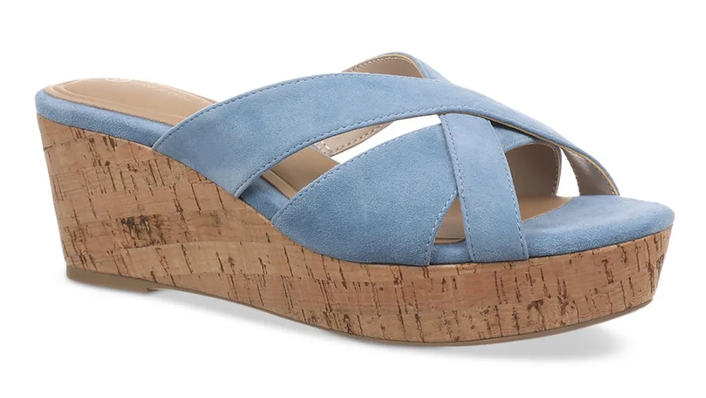 Giani Bernini Women's Juliaa Strappy Cork Platform Wedge Sandals- Blue- Size 7 - Image 1
