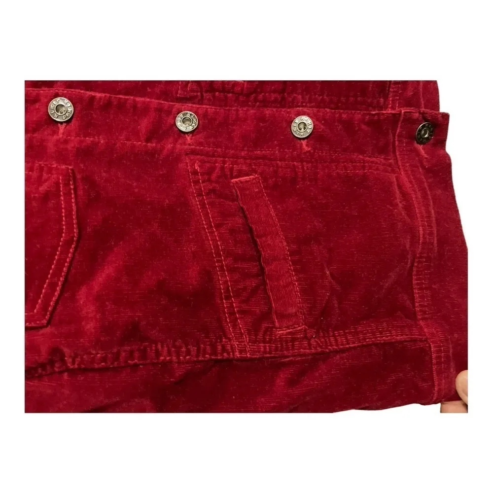 Kikit Jeans Red Corduroy Jacket Size M Button Front Adjustable Back Belt Style - Image 5