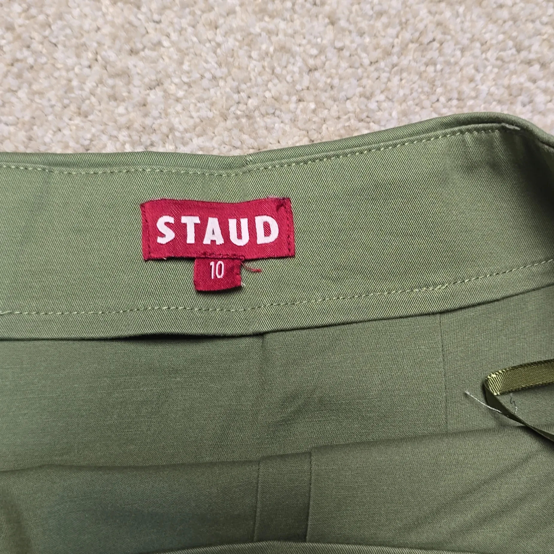 Staud London A Line Chino Knee Length Skirt Side Zipper Pockets‎ sz 10 - Image 9