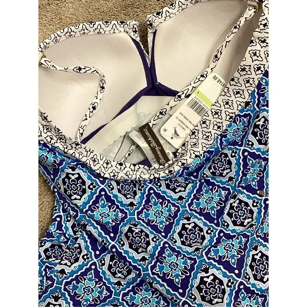 New. Tommy Bahama V-Wire blue tile swimsuit. Size 4. Retails $148 - Image 12