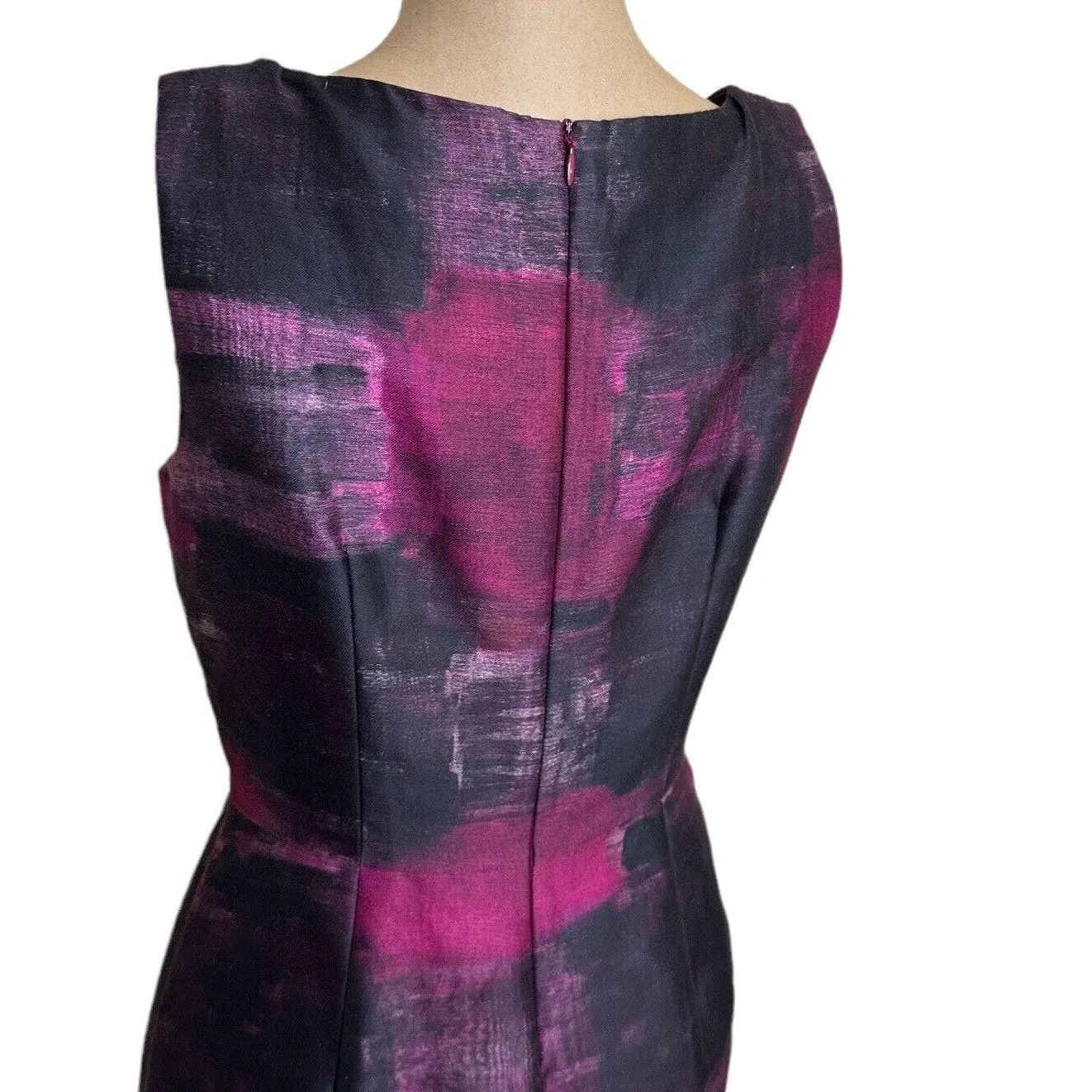 MaxMara Mini Sheath Dress Pink Italian Silk Blend Abstract Floral Print size 6 - Image 9