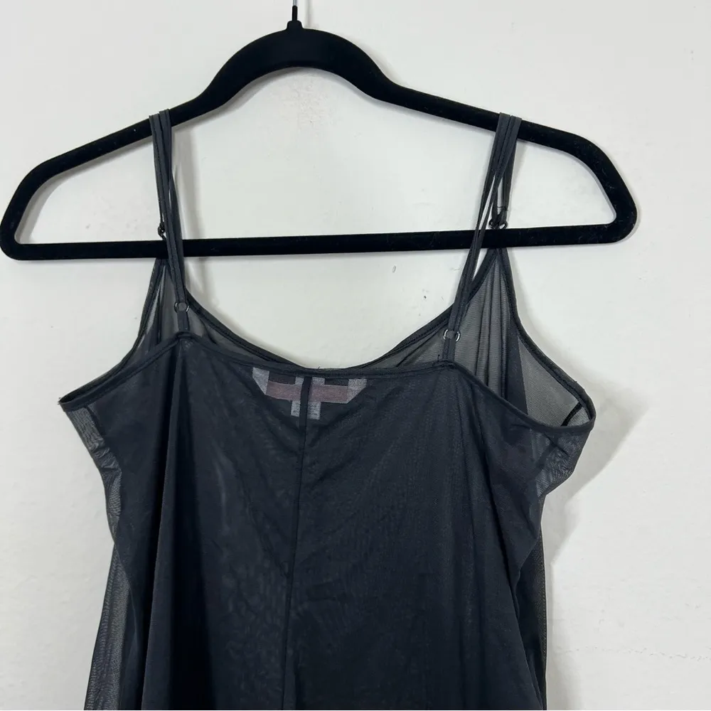 Victoria's Secret Vintage Black Mesh Lace Trim Slip Dress - Image 6