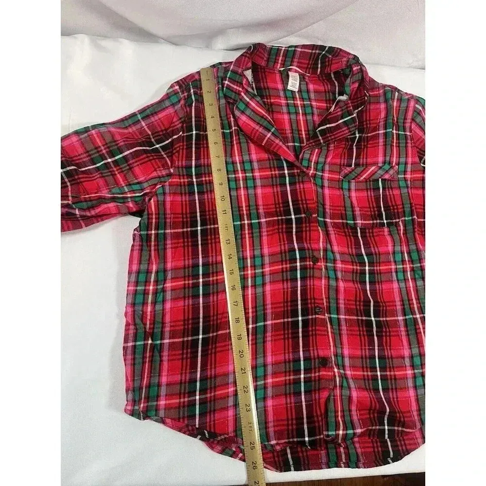 Victorias Secret Red Black Plaid 2 Piece Pajama Set Size XL - Image 3