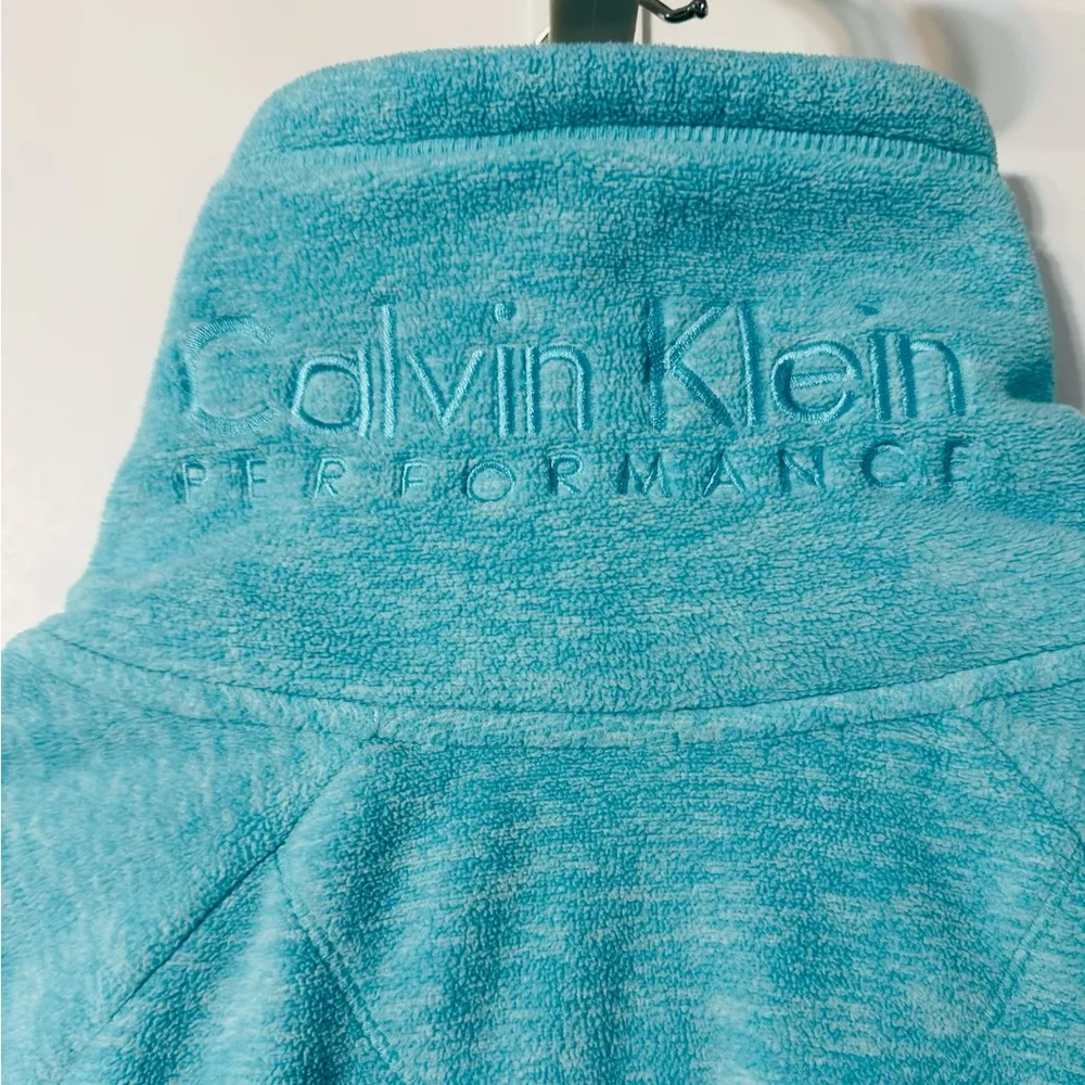 Calvin Klein Women's Fleece Marl Turquoise Jacket Full Zip Mock Neck, Medium - Image 11