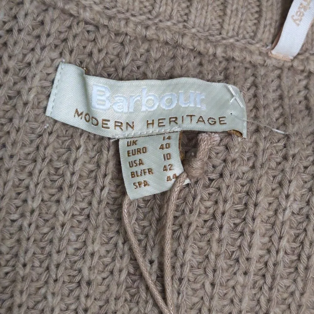 Barbour Jemima Knit Sweater- Trench Funnel Neck Half Zip Breton Stripe 10 New - Image 7