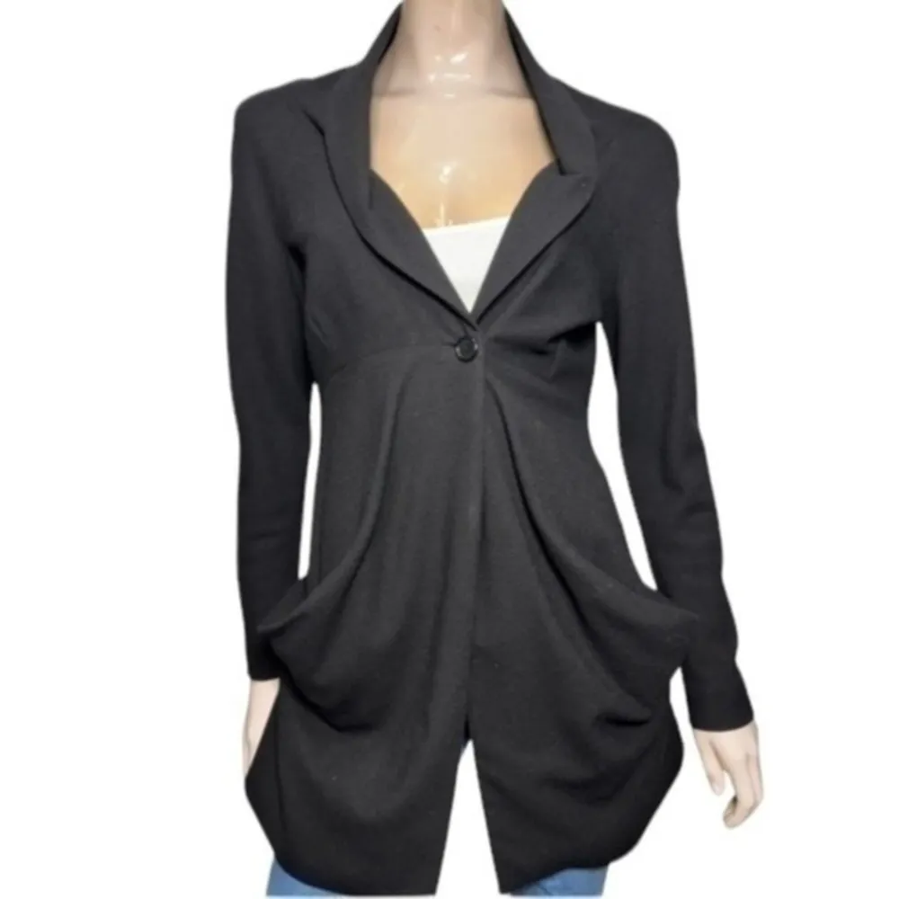 Alexander McQueen Women’s 38 4 S Black Slouch Pockets One Button Jacket Blazer - Image 2