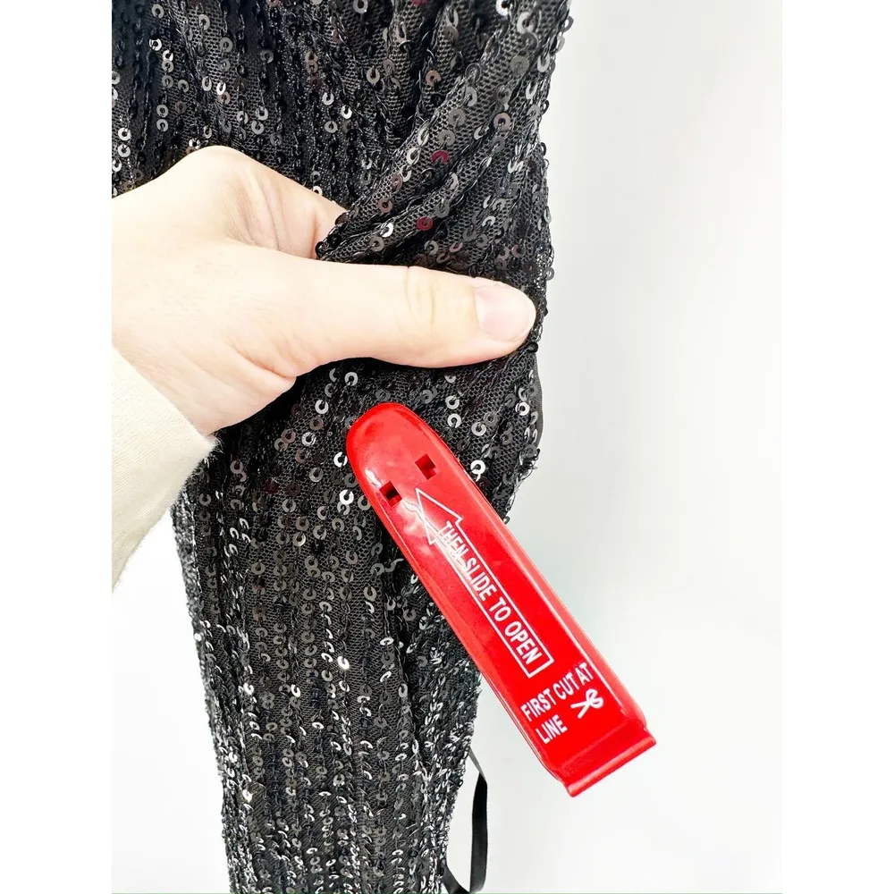 Mac Duggal 26269 Black Stretch Sequin Lace Up Back Evening Gown Size 8 - Image 3