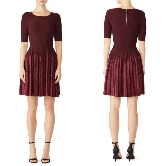 Milly Lurex Pleated Dress Size Small - Image 3