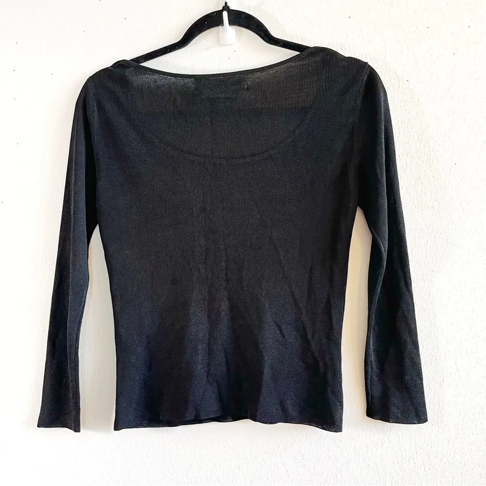 Carlisle Top Black Long Sleeve Scoop Blouse Sz P EUC Vintage XS/S Vintage - Image 6