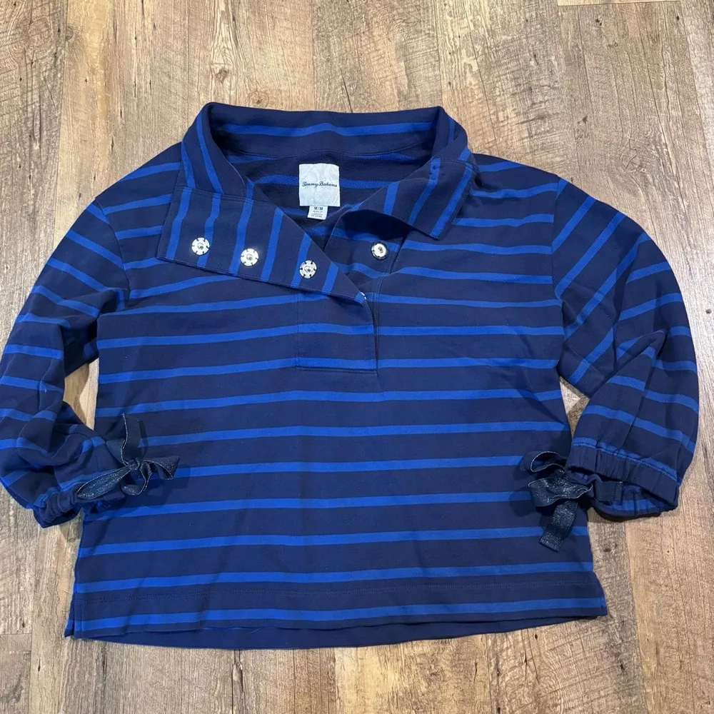 Tommy Bahama Montego Bay Half Snap Navy Pullover Sz M - Image 2
