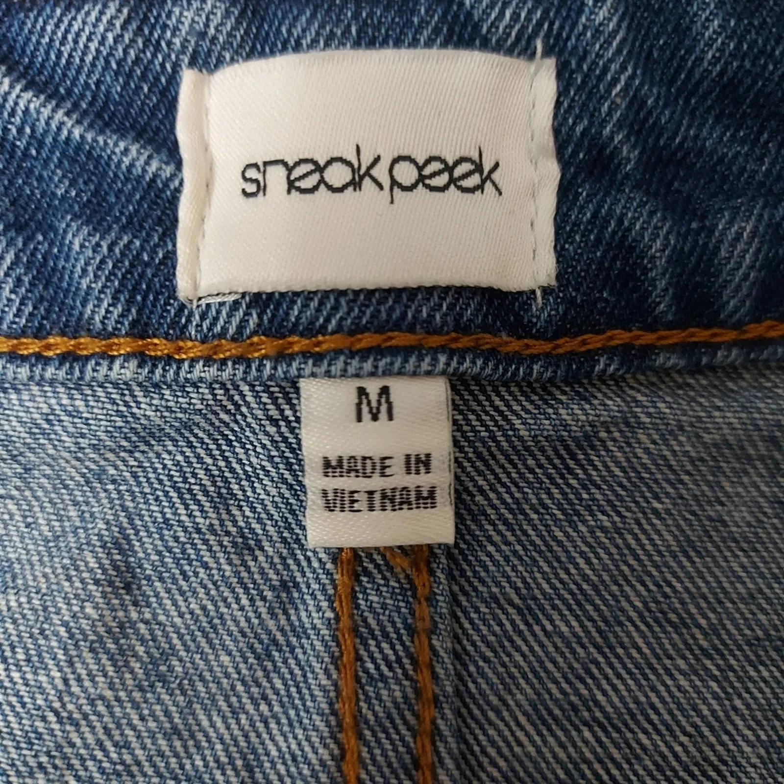 Sneak Peek Belted Raw Hem Denim Skirt M Bohemian Classic Festival Hippie Preppy Blue Size M - Image 4