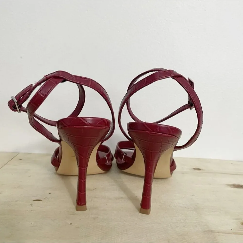 Marc Fisher Size 10 Block Toe Sandal Heel Strappy Stiletto Red Sexy - Image 3