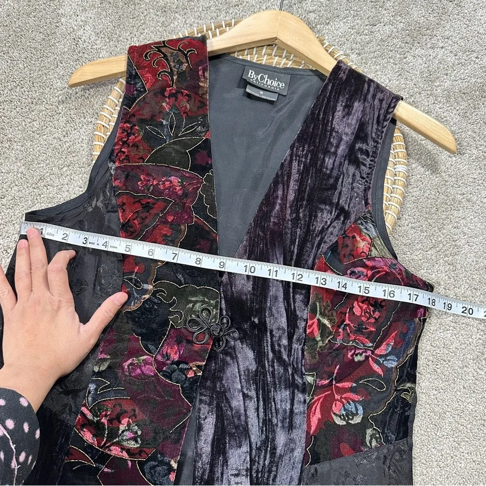 ByChoice California Vintage Vest Burnt Out Crushed Velvet Floral Whimsigoth M Black Size M - Image 11