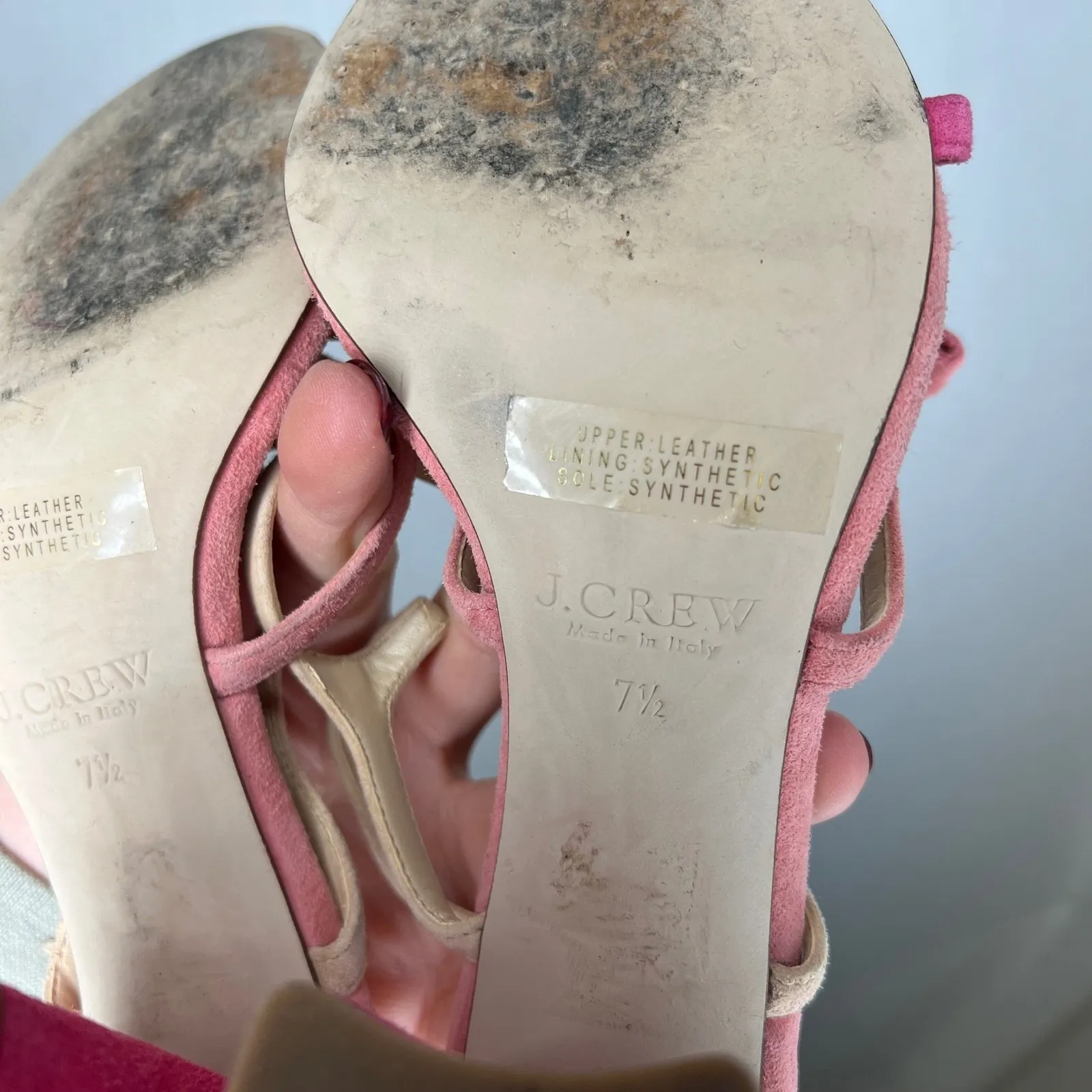 J. Crew Stella Pink Suede Bow Block Heel Sandals Shoes Women's Size 7.5 - Image 7