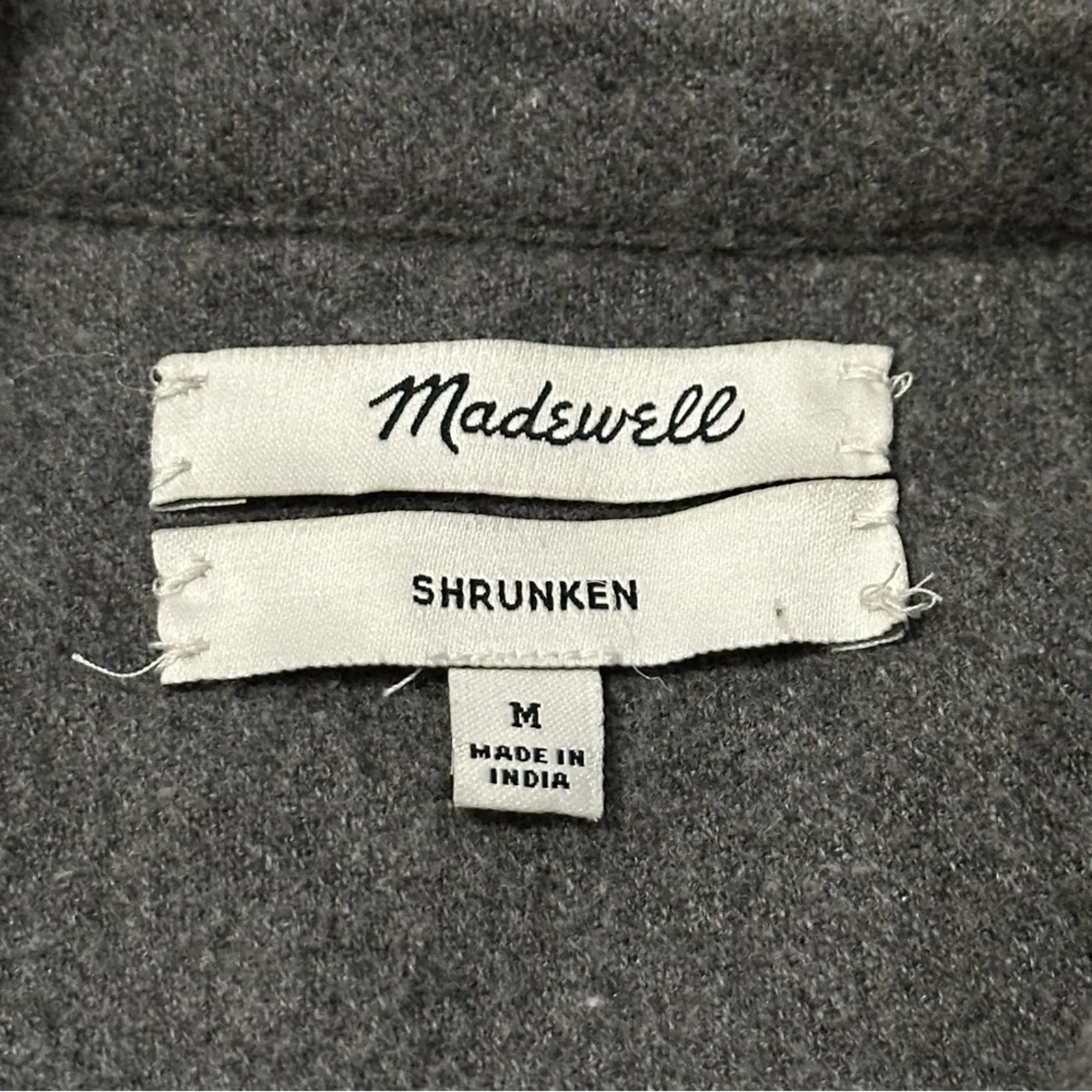 Madewell Women’s Size M Gray Cotton Flannel Heavy Shrunken Button Up Shirt - Image 5