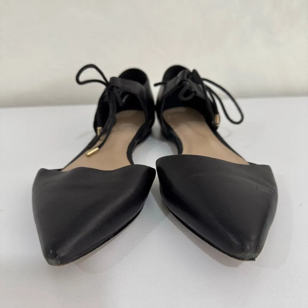Aldo Black Leather Ankle Strap Pointed Toe Ballet Flats Size 7 - Image 3