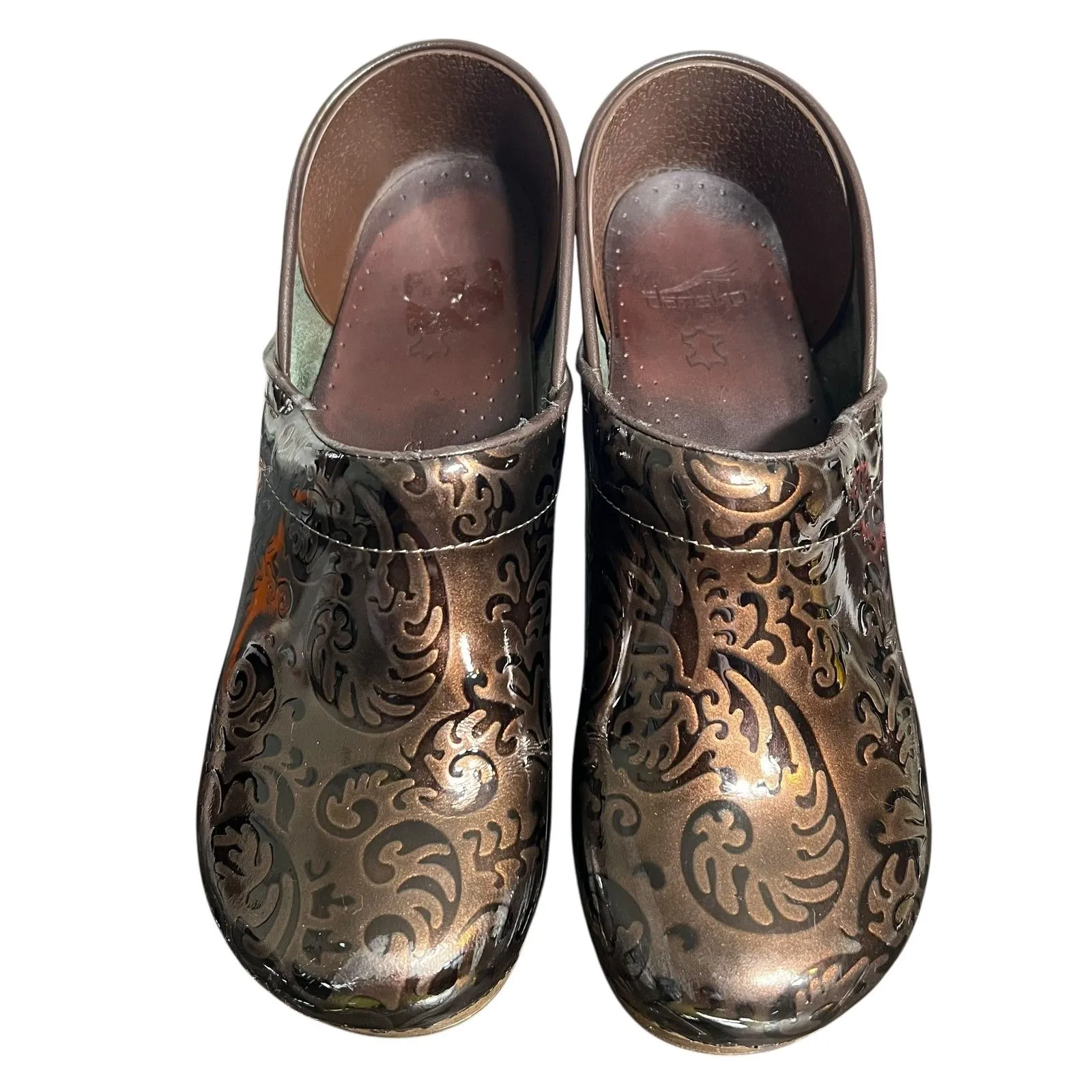 Dansko Professional Shoes Embossed Leather Comfort Clogs - Image 3