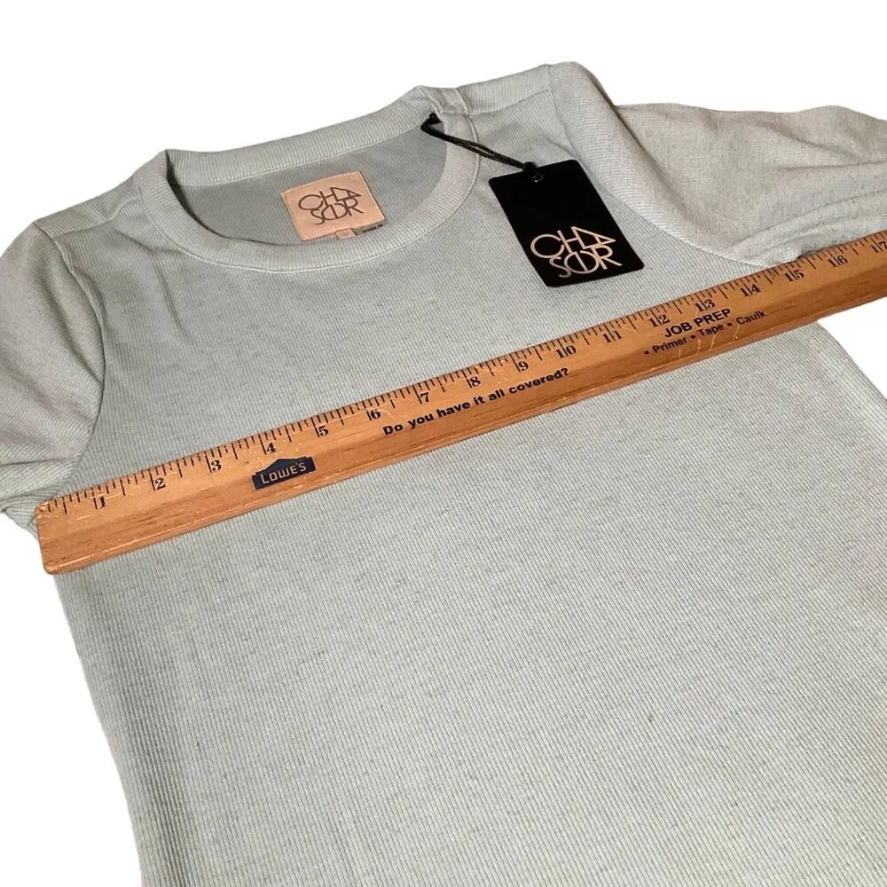 Chaser Women's Aloe Green Drawstring Ruched Long Sleeve Dress Size S ribbed - Image 2