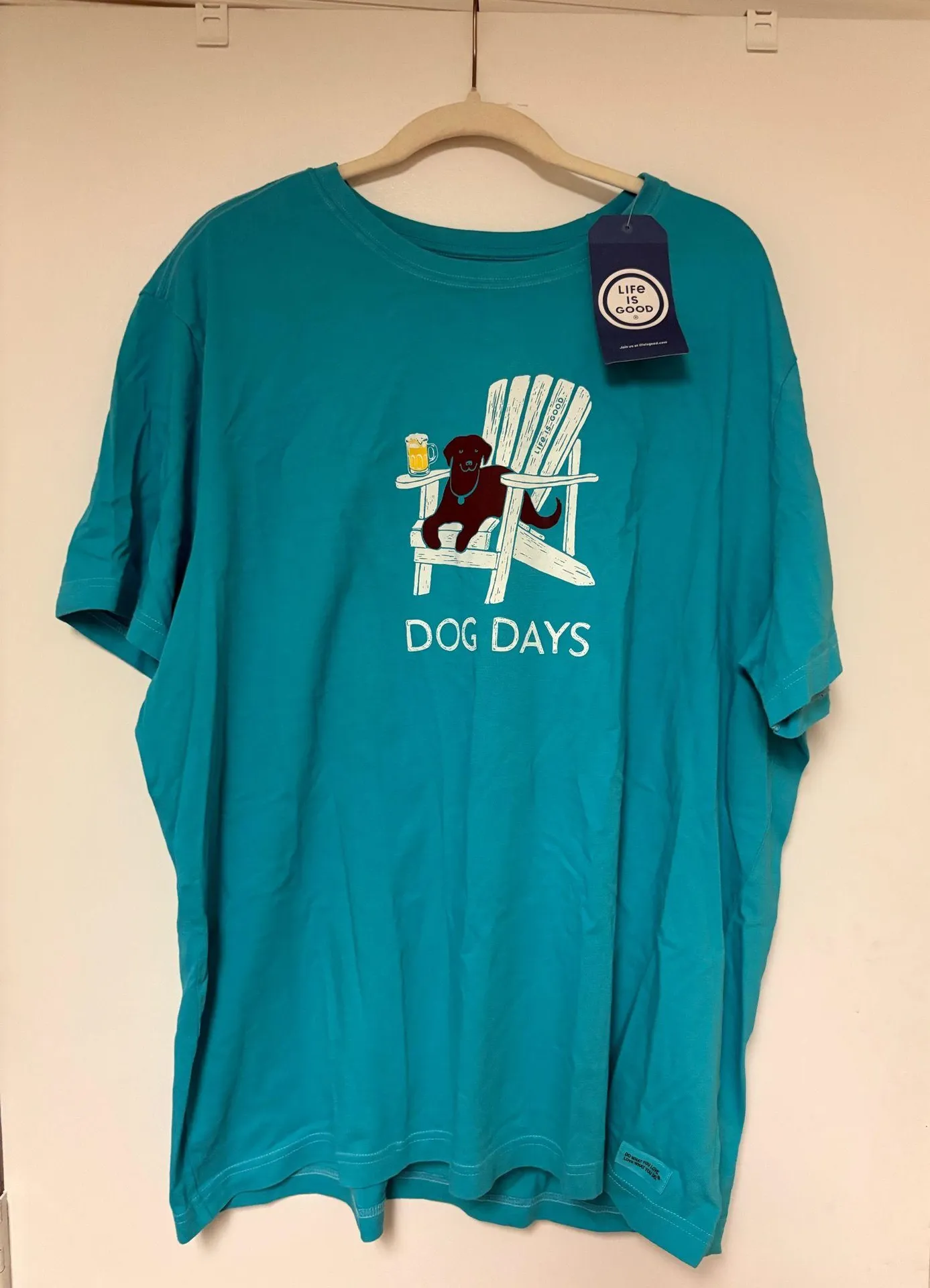 Life is Good Crusher Dog Days Teal Blue T Shirt 2XL NWT - Image 2