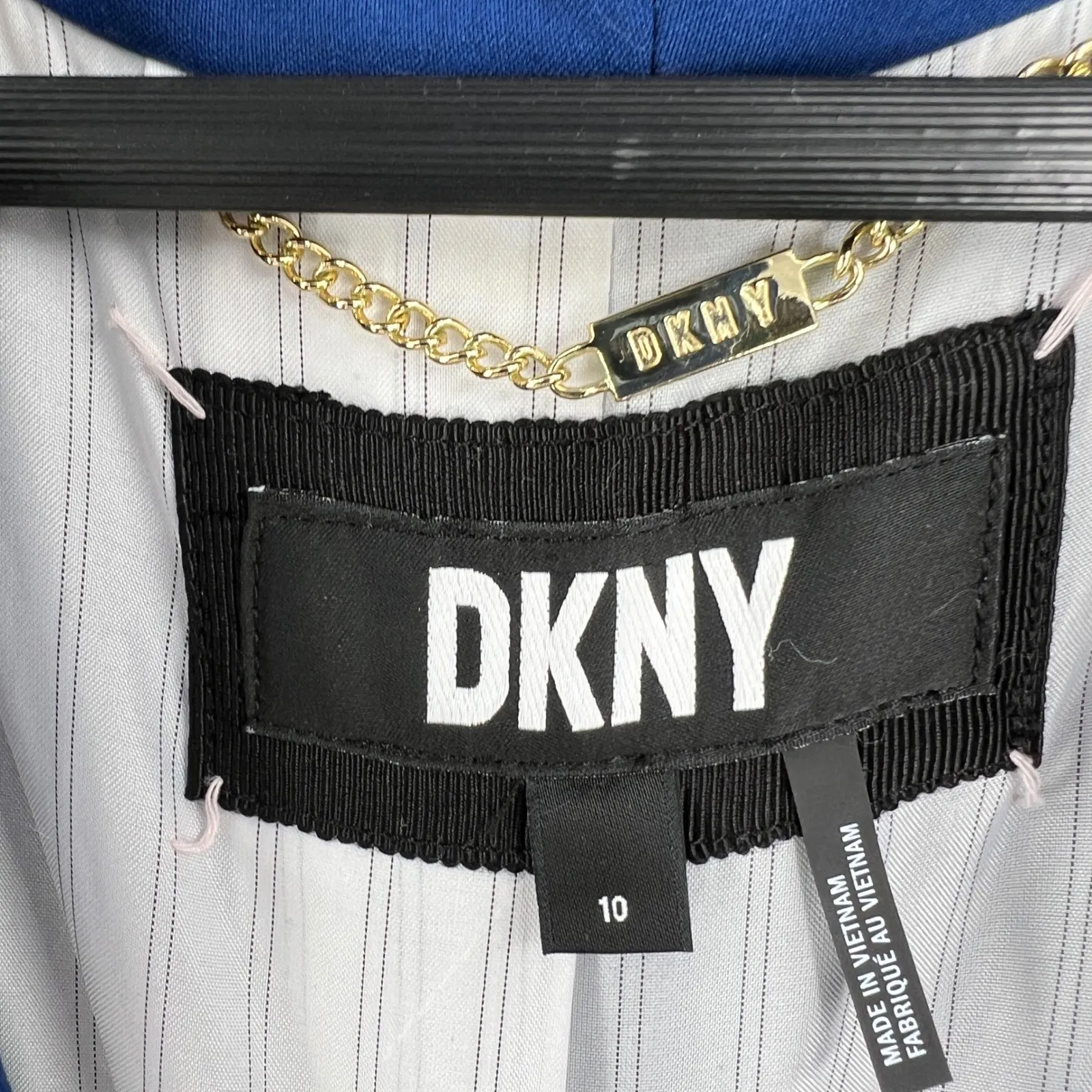 DKNY  Blue Blazer Open Front Professional Office Jacket Size 10 - Image 5