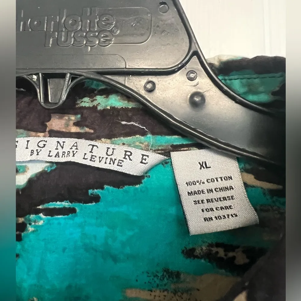 Signature by Larry Levine Sz XL Button Up Shirt Southwest Western Cowgirl Rodeo Green - Image 5