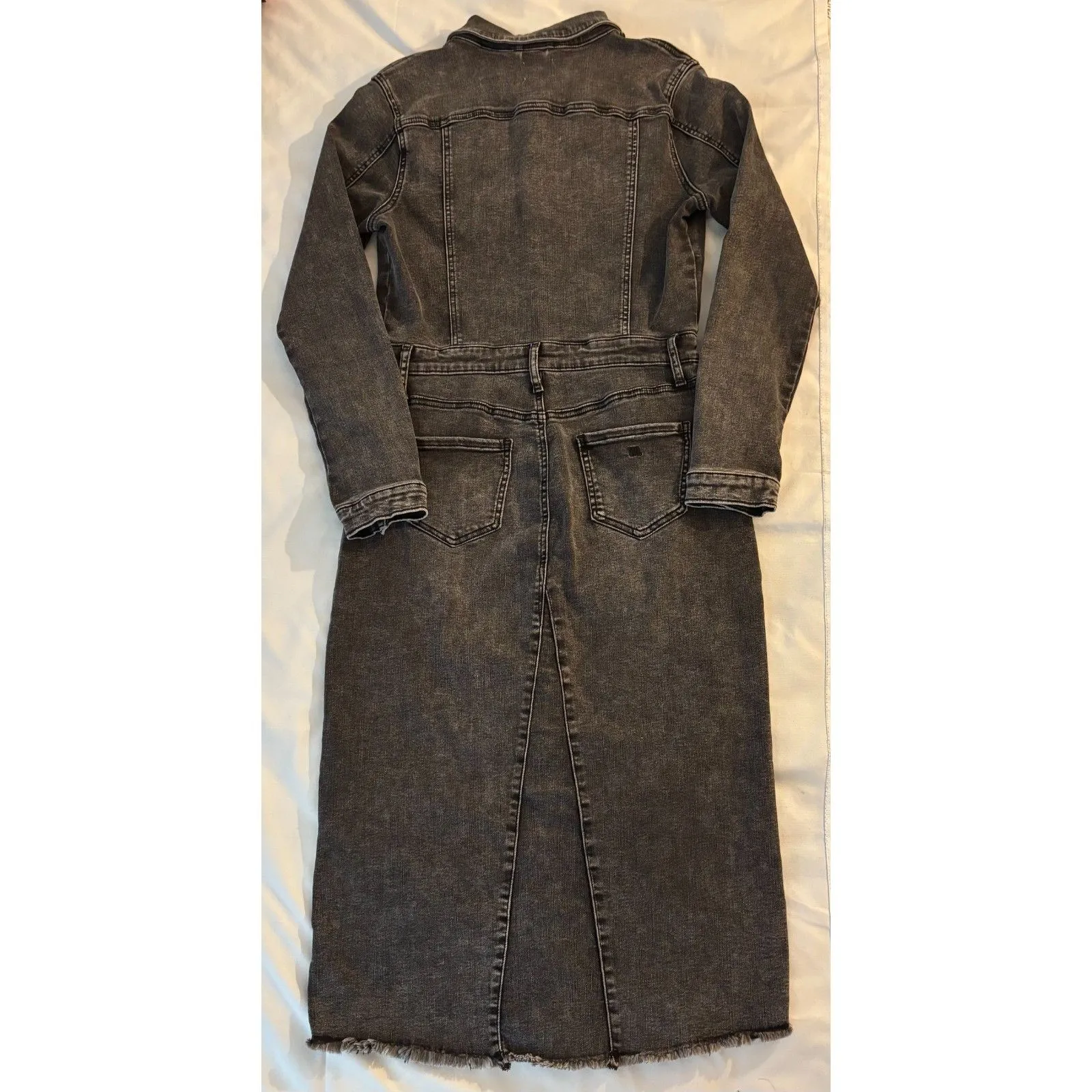 Wash Lab Piece Dyed Grey Frayed Hem Stretch Denim Dress, Sz Small Nordstrom Gray - Image 4