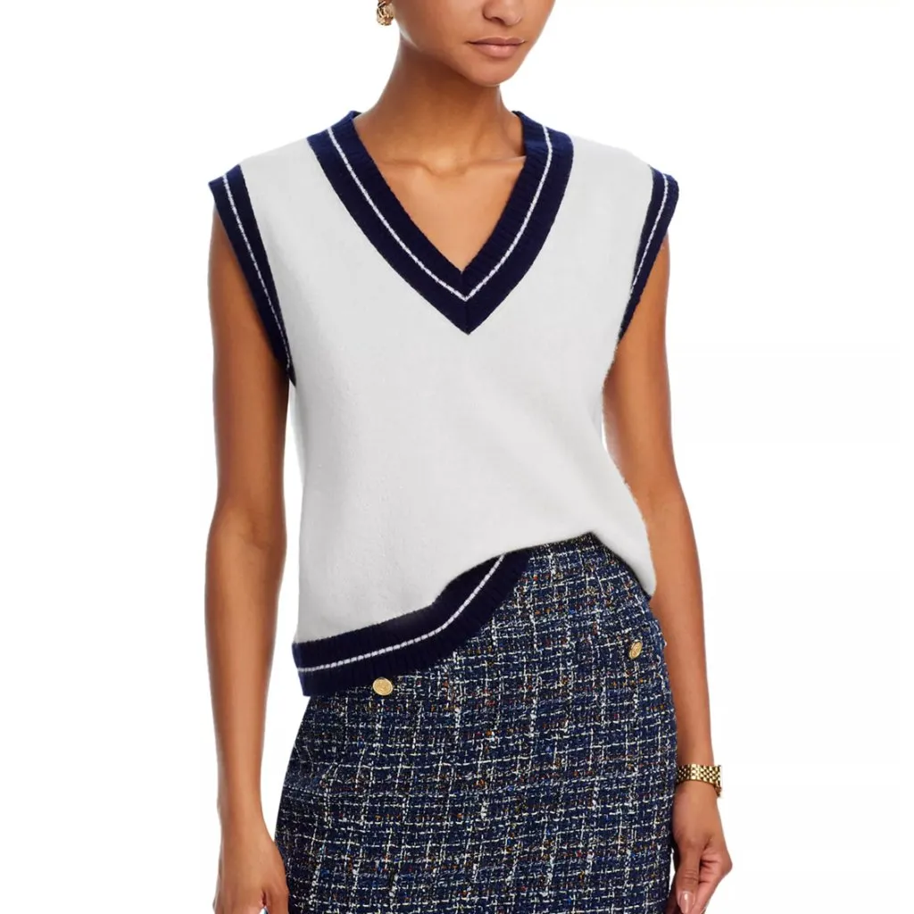 NWOT AQUA 100% Cashmere x Venus Williams V Neck Sleeveless Cashmere Vest XS - Image 2