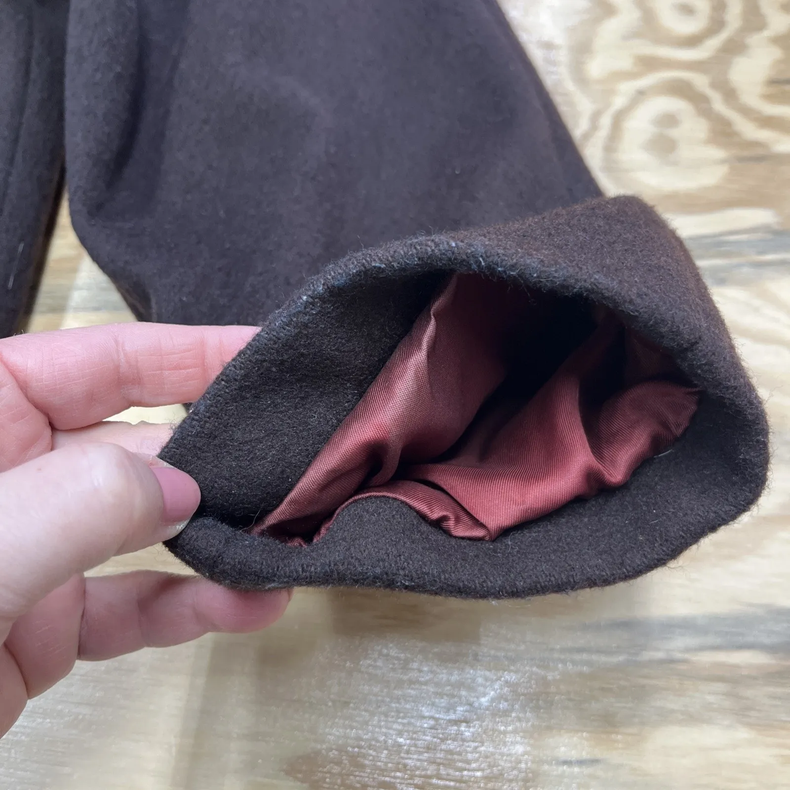 Vtg Forecaster of Boston Wool Blend Swing Coat Brown Size 10 Velvet Trim USA - Image 6