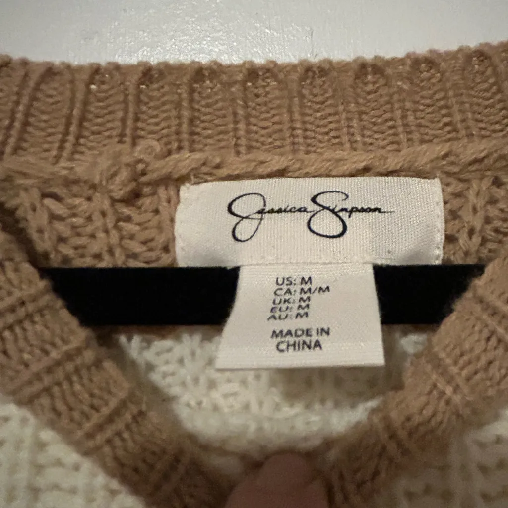 Jessica Simpson Tan and Cream Striped Sweater - Image 2