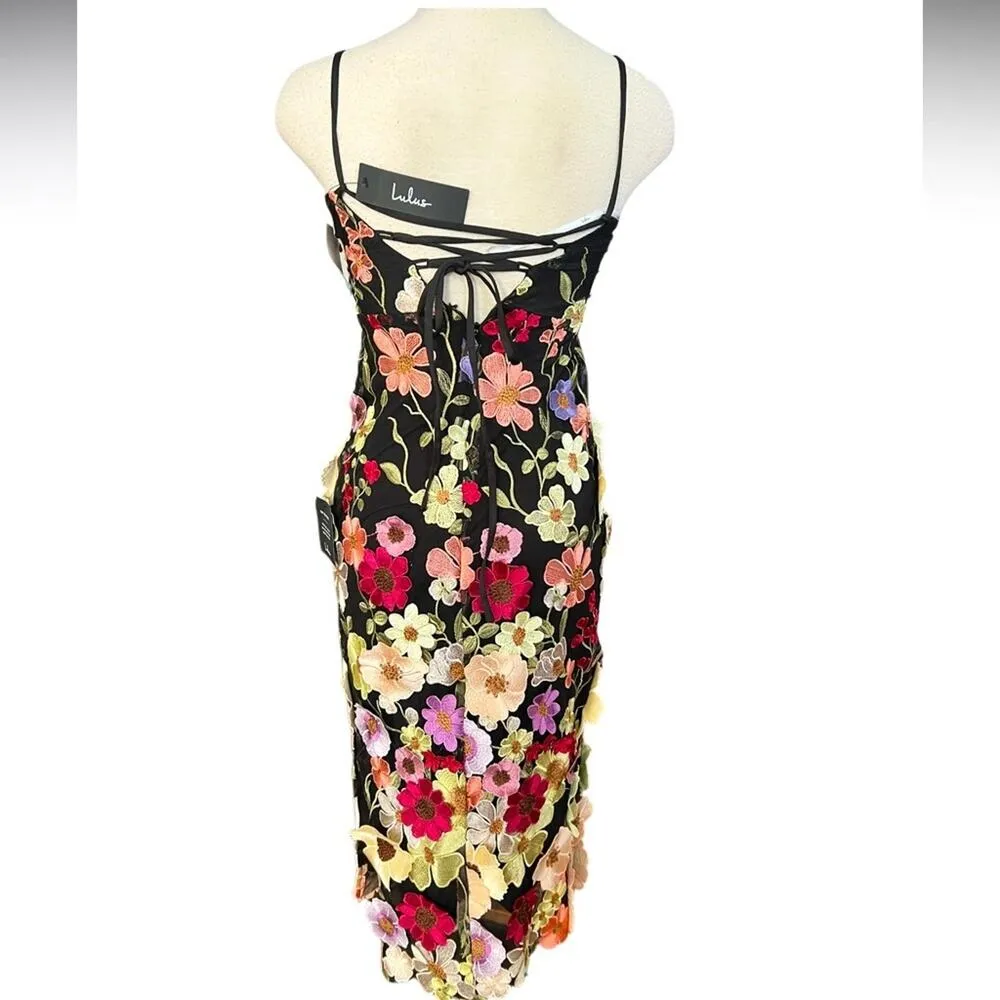 Lulus Thriving Energy Black 3D Floral Embroidered Lace - Image 6
