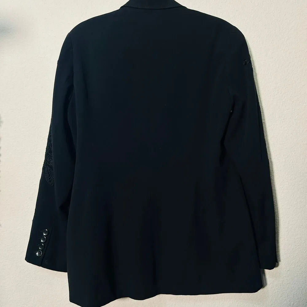 Coldwater Creek Soutache Boyfriend Jacket Black Embroidered Stitch Trim Sz 14 - Image 10