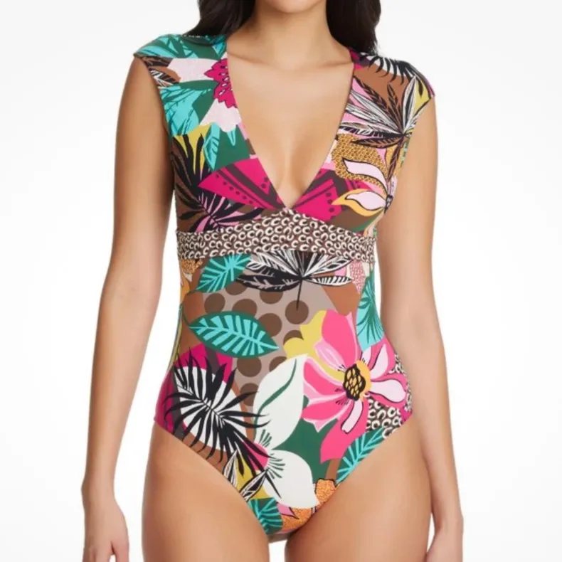 EUC BLEU ROD BEATTIE Run Wild Cap Sleeve One Piece Swimsuit Size 14 Retail $119 - Image 3