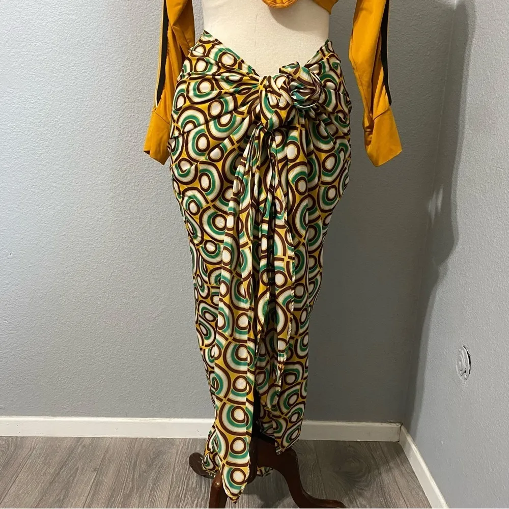 Zara New Beach Printed Pareo Sarong Skirt Front Knot Closure‎ One Size Only M - Image 7