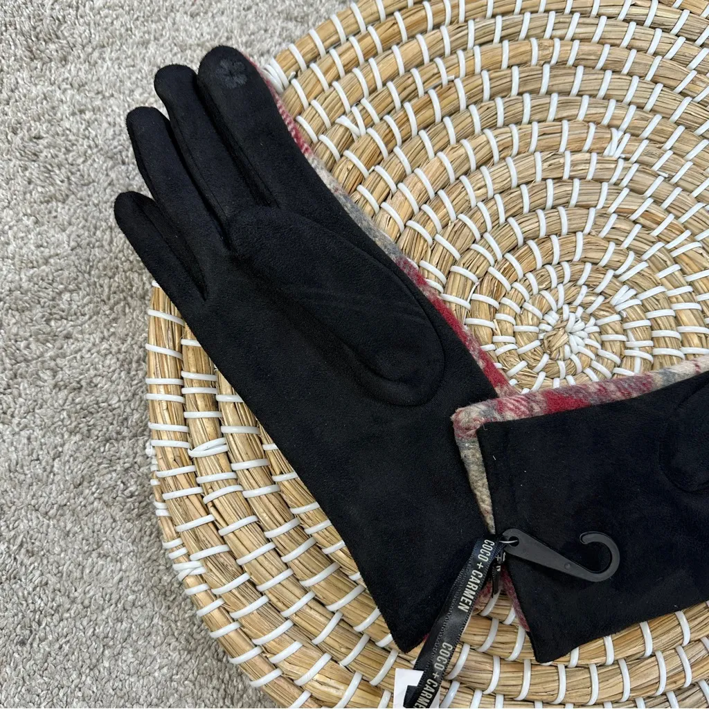 Coco + Carmen NWT  Women’s Touchscreen Compatible Plaid Gloves Fall Winter in Red - Image 2