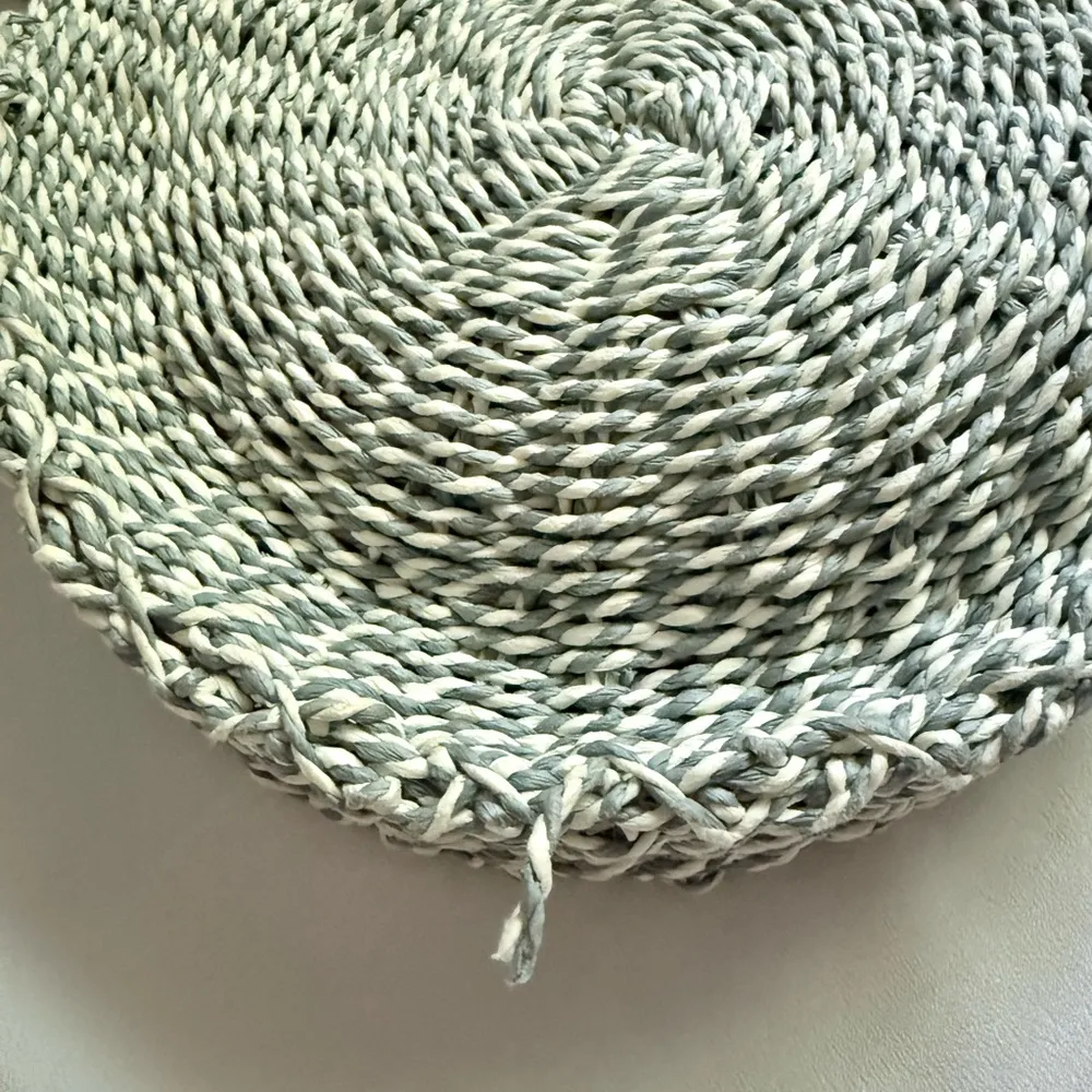 Light Blue Woven Round Crossbody Bag Gray - Image 3